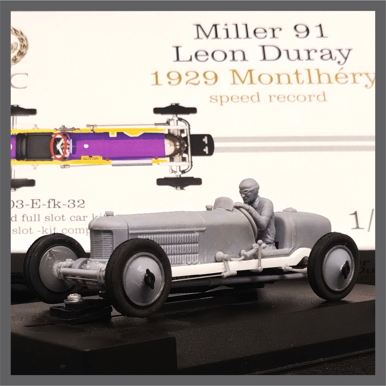 VSC-003 - E-fk32 - Miller "Packard Cable" Spl - 1929 Monthlery Francia- Leon Duray - record de velocidad - Imagen 3